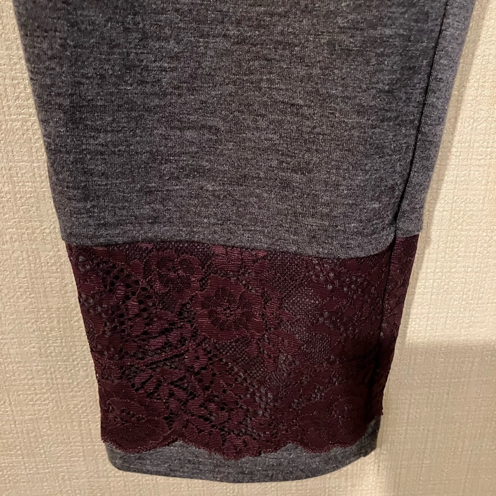 LOGO Lounge Jogger Pants w Lace at the Bottom - Oak/Black Cherry lace - M (#146)